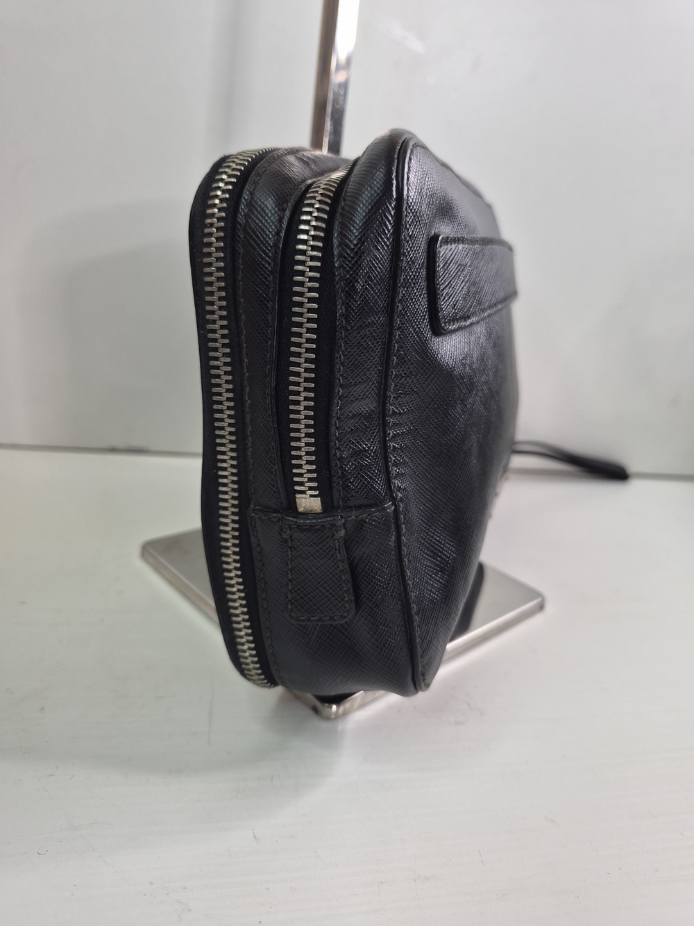 Prada Black Saffiano Leather Wrist Pouch - Picture 3 of 15